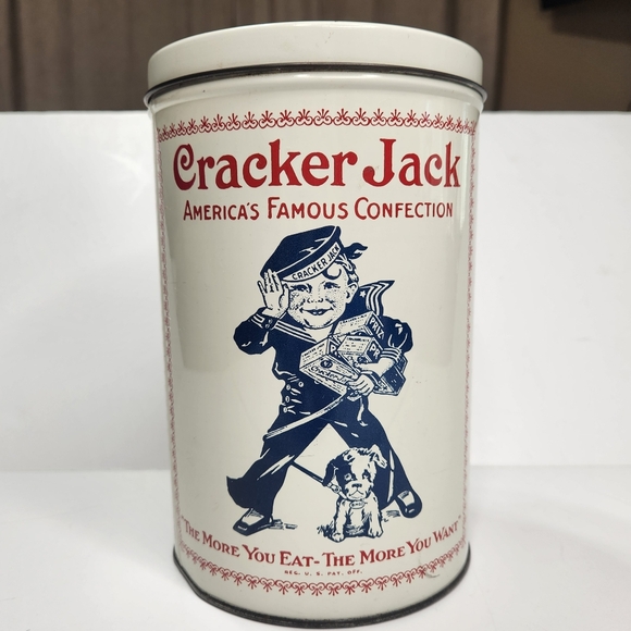 cracker jack Other - 1980 Vintage Tin Kitchen Canister Cracker Jack Popcorn Confection EMPTY